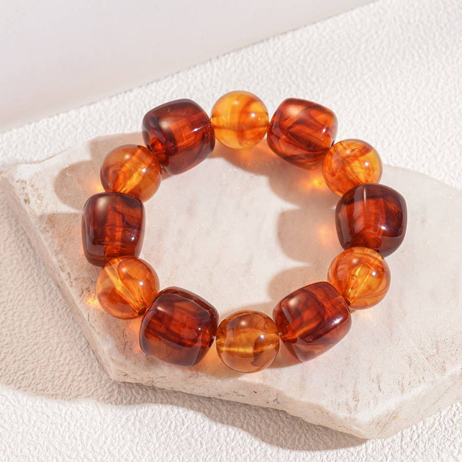 Color-Block Cube Circle Stretch Cord Bracelet | 40B5197-Bracelet-JOSSLYN by wall to wall-Stuffology - Where Vintage Meets Modern, A Boutique for Real Women in Crosbyton, TX