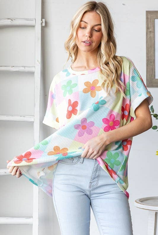 SHORT SLEEVE FLORAL PRINT TOP-Oversized Top-HEIMISH-Stuffology - Where Vintage Meets Modern, A Boutique for Real Women in Crosbyton, TX