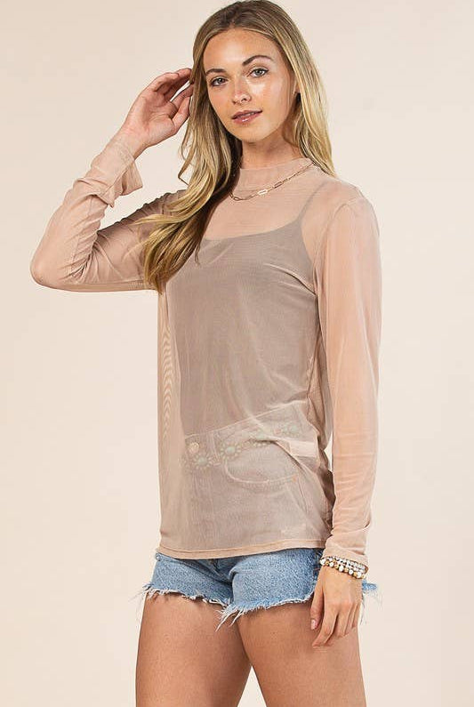 SOLID MOCK NECK MESH TOP-MESH TOP-Avery-Stuffology - Where Vintage Meets Modern, A Boutique for Real Women in Crosbyton, TX