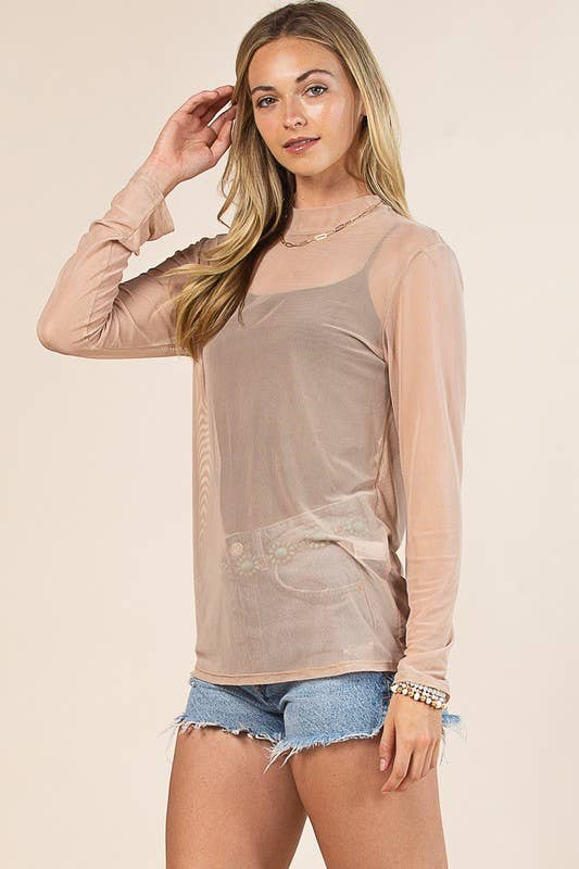 SOLID MOCK NECK MESH TOP-MESH TOP-Avery-Stuffology - Where Vintage Meets Modern, A Boutique for Real Women in Crosbyton, TX