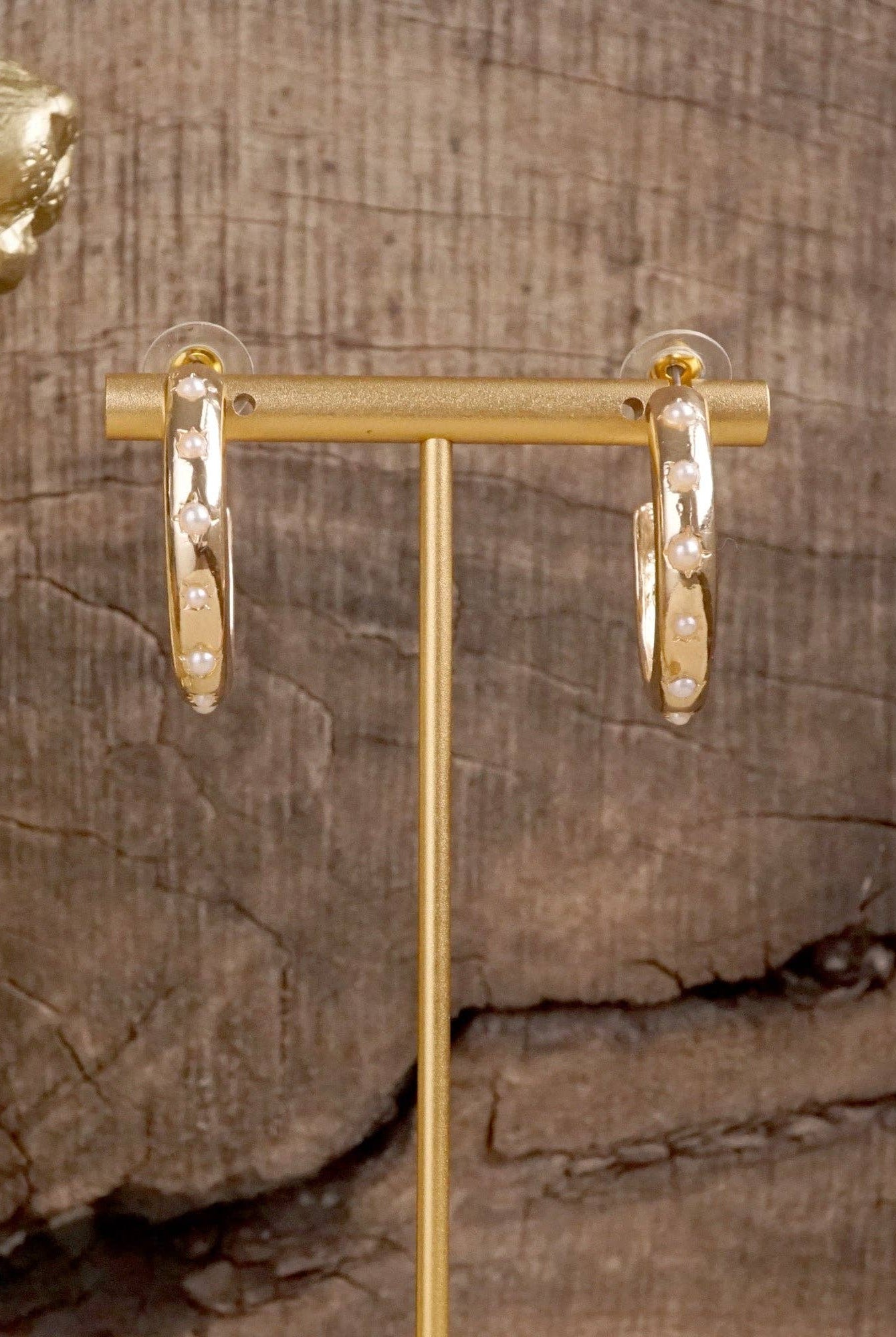 Classic Bubble Hoops – Gold with Crystal, Pearl, or Turquoise-Earrings-PennyLine inc-Stuffology - Where Vintage Meets Modern, A Boutique for Real Women in Crosbyton, TX