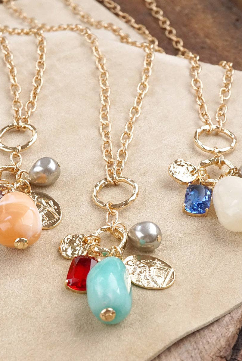 Desert Bloom – Long Cluster Charm Necklace-Necklaces-PennyLine inc-Stuffology - Where Vintage Meets Modern, A Boutique for Real Women in Crosbyton, TX