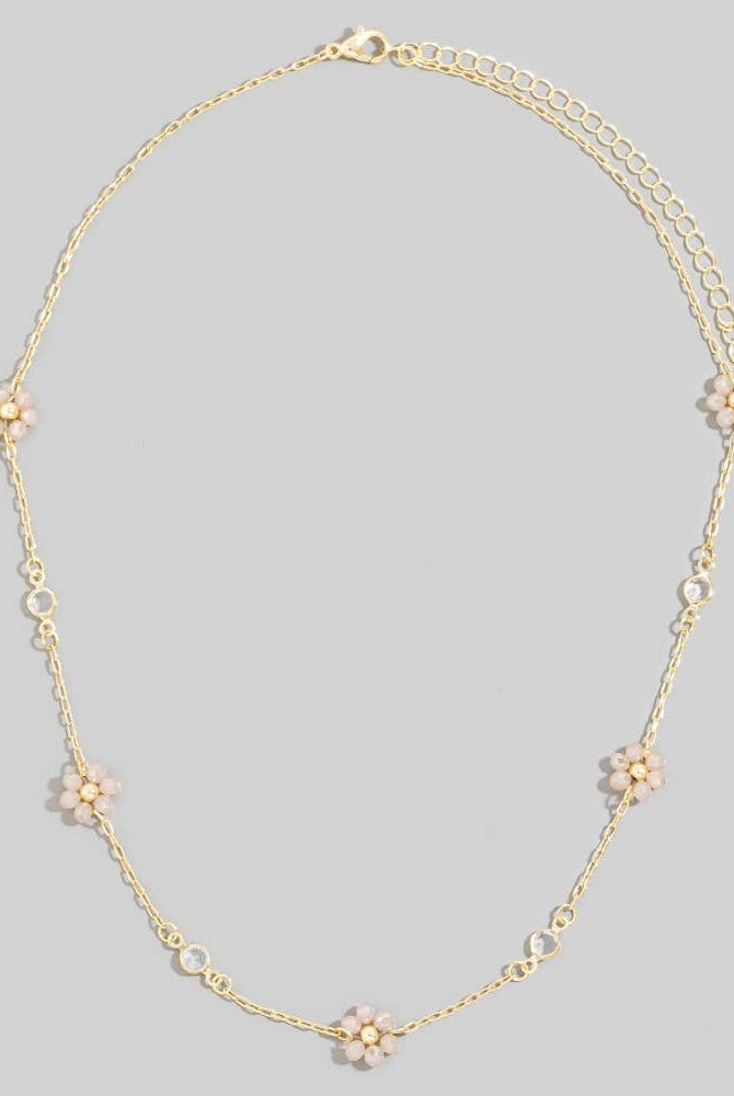 Faceted Beaded Flower Station Charms Beaded Necklace-The Looks by Fame Accessories-Stuffology - Where Vintage Meets Modern, A Boutique for Real Women in Crosbyton, TX