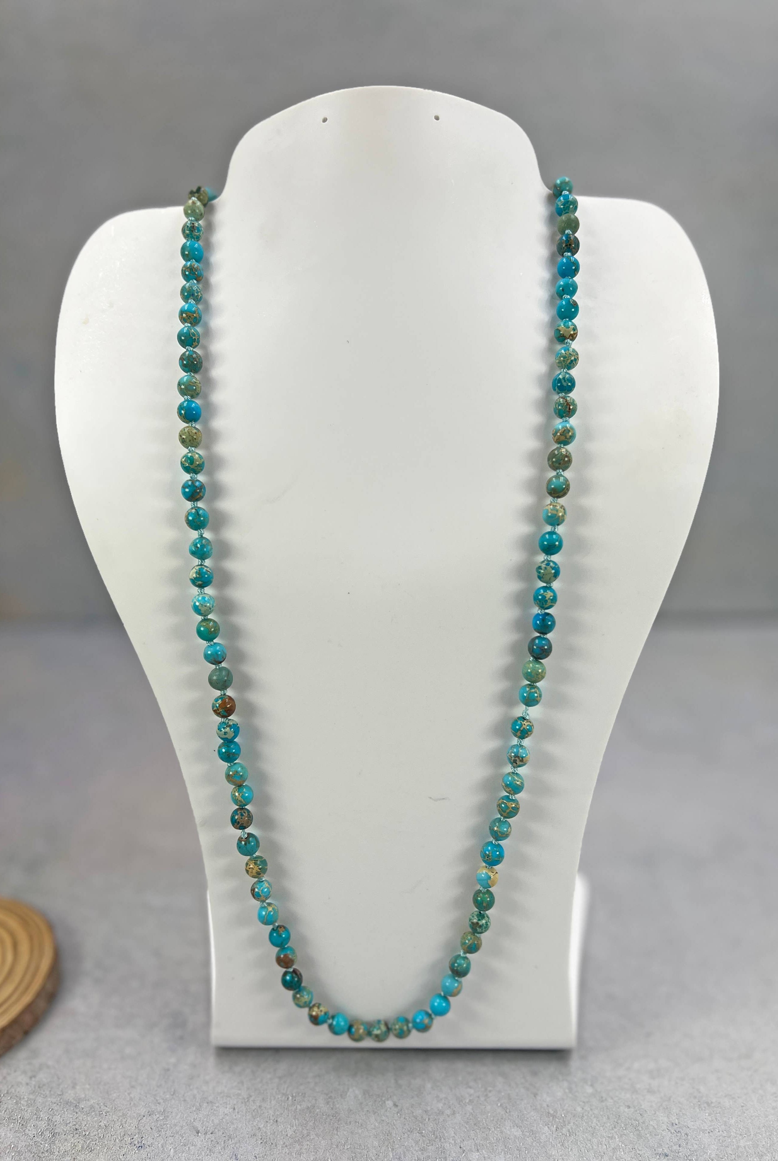 25F52 - Turquoise Imperial Jasper Beaded Necklace-IST Jewelry-Stuffology - Where Vintage Meets Modern, A Boutique for Real Women in Crosbyton, TX