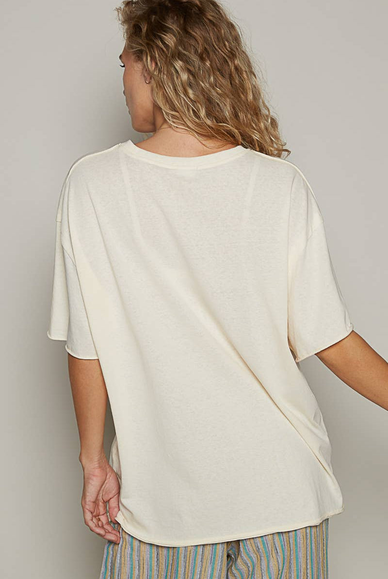 POL Clothing Vintage Washed Round Neck Short Sleeve Basic Solid Top / Tee-TOP-Pol Clothing-Stuffology - Where Vintage Meets Modern, A Boutique for Real Women in Crosbyton, TX