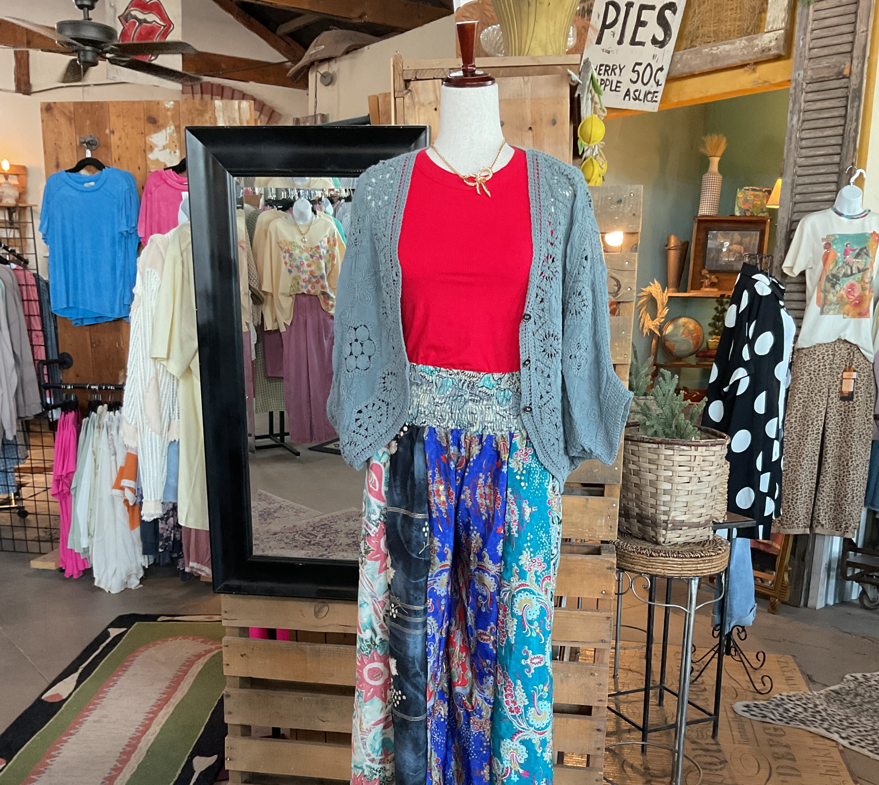 One-of-a-Kind Metallic Highlight Wide-Leg Pants-Pants-POL Clothing-Stuffology - Where Vintage Meets Modern, A Boutique for Real Women in Crosbyton, TX