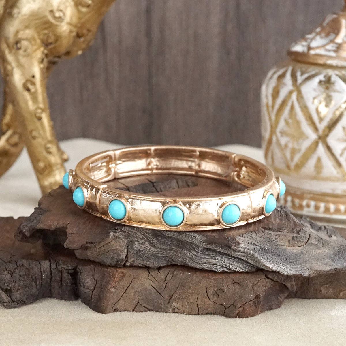 Timeless Charm – Slim Cabochon Eternity Bangle-Bracelets-PennyLine inc-Stuffology - Where Vintage Meets Modern, A Boutique for Real Women in Crosbyton, TX