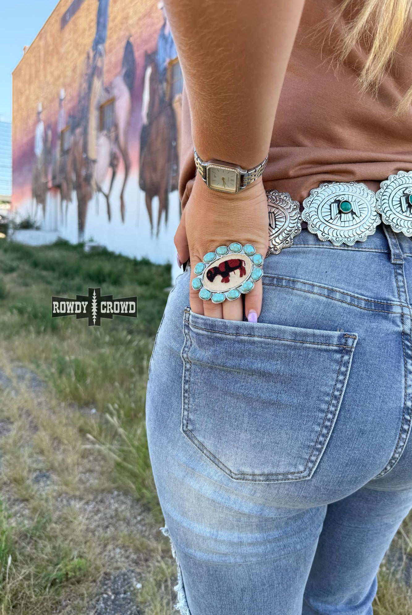 Blazing Buffalo Scarf Slide-Wild Rags-Stuffology Boutique-Stuffology - Where Vintage Meets Modern, A Boutique for Real Women in Crosbyton, TX