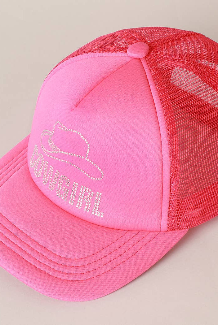 COWGIRL Rhinestone Trucker Cap | Stuffology Boutique-Hats-Fashion City-Stuffology - Where Vintage Meets Modern, A Boutique for Real Women in Crosbyton, TX