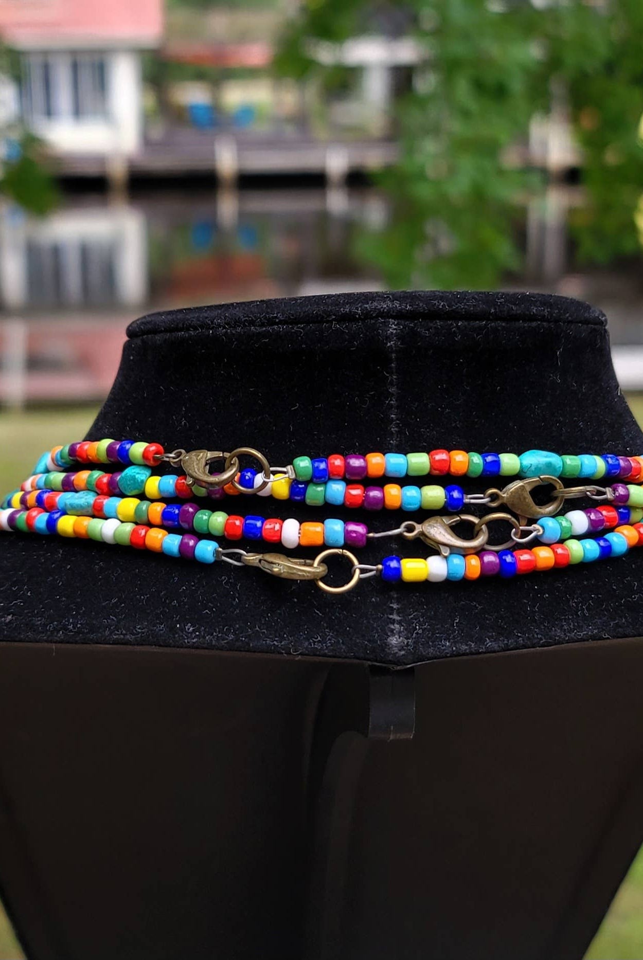 Native American made Turquoise, glass bead necklace-Horse Spirit Studio-Stuffology - Where Vintage Meets Modern, A Boutique for Real Women in Crosbyton, TX