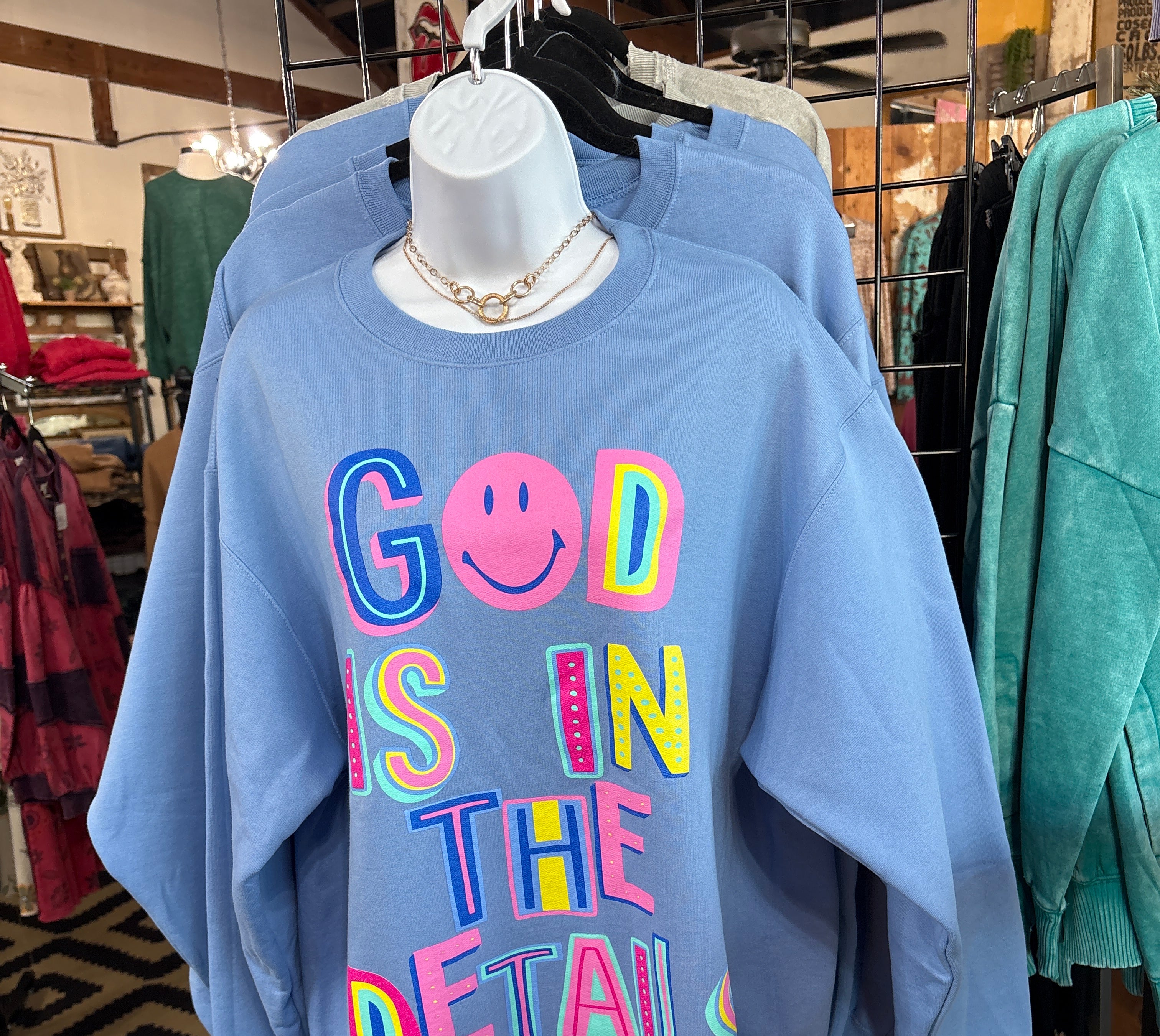 God is in the Details Sweatshirt-SWEATSHIRT-Prickly Pear TX-Stuffology - Where Vintage Meets Modern, A Boutique for Real Women in Crosbyton, TX