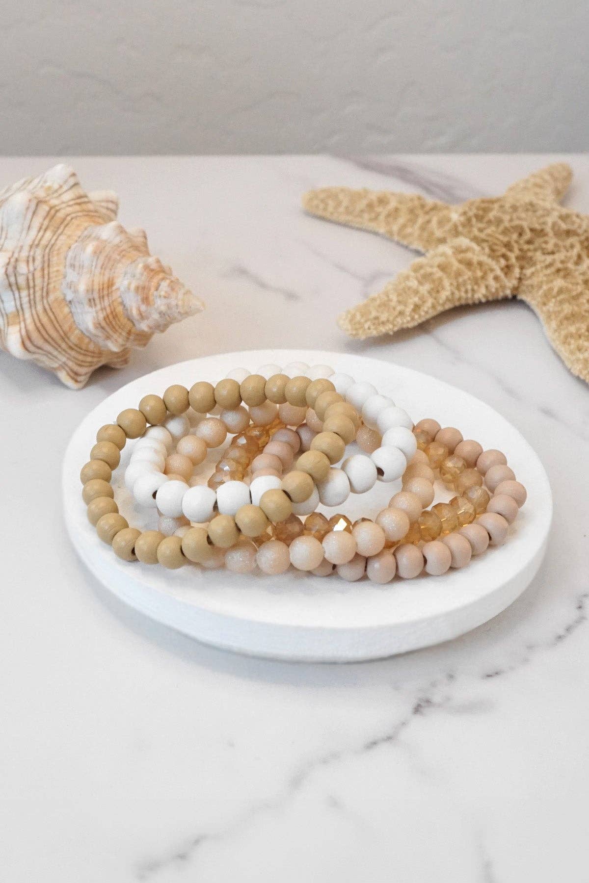 Wood glass basic bracelets stack beaded bracelet set-PennyLine inc-Stuffology - Where Vintage Meets Modern, A Boutique for Real Women in Crosbyton, TX