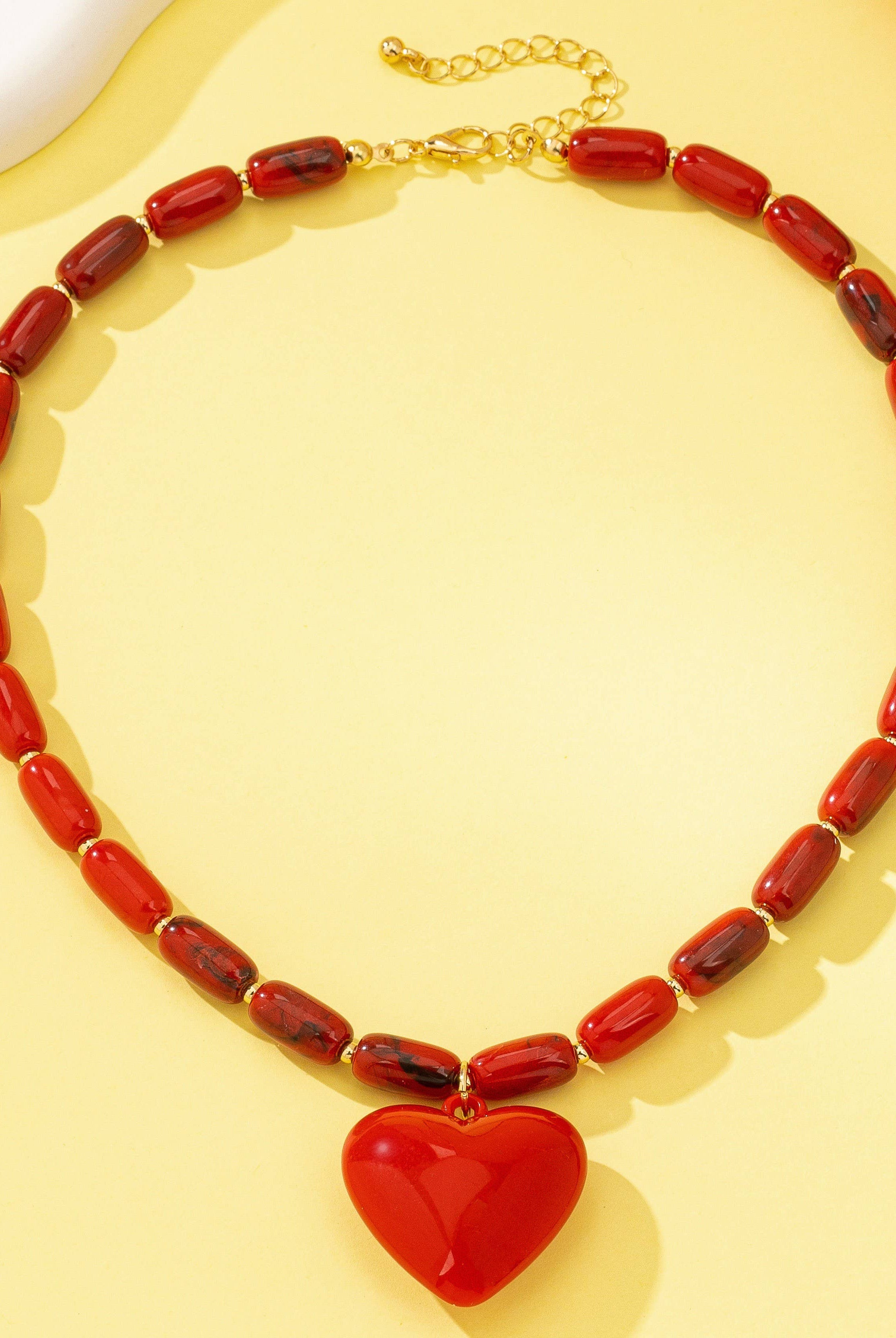 Crimson Heart Beaded Necklace | 80N92992-Necklaces-JOSSLYN by wall to wall-Stuffology - Where Vintage Meets Modern, A Boutique for Real Women in Crosbyton, TX
