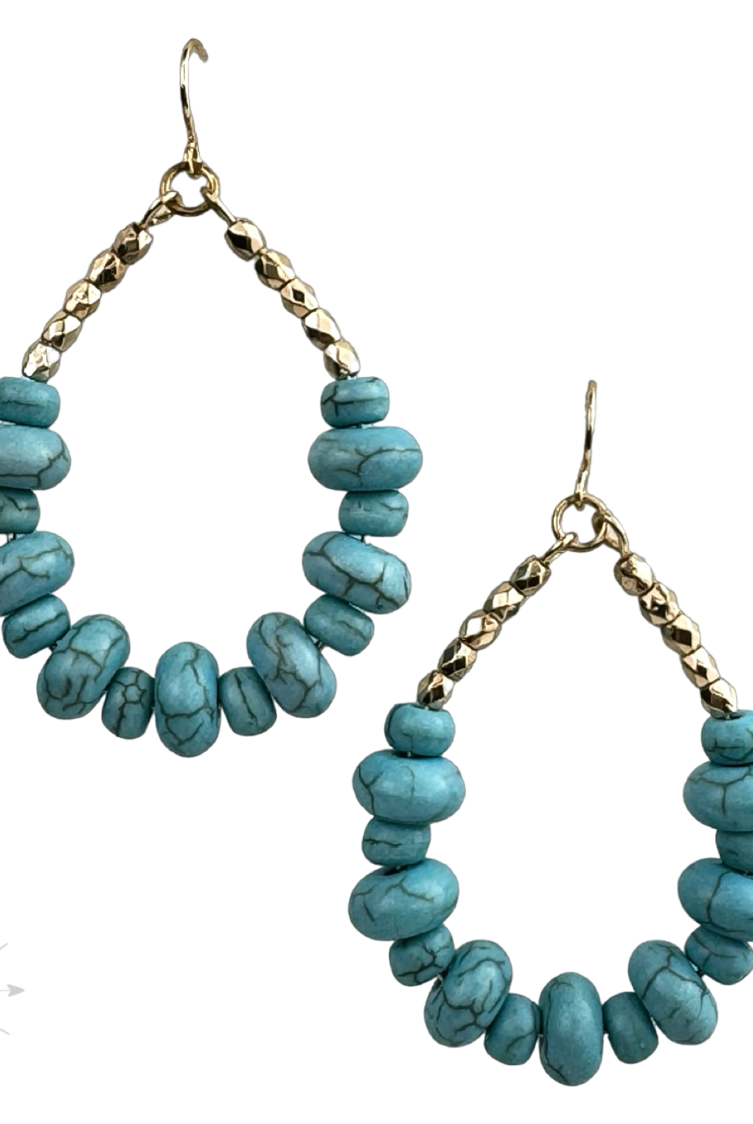 Turquoise teardrop earring-Earrings-Pink Panache Brands-Stuffology - Where Vintage Meets Modern, A Boutique for Real Women in Crosbyton, TX
