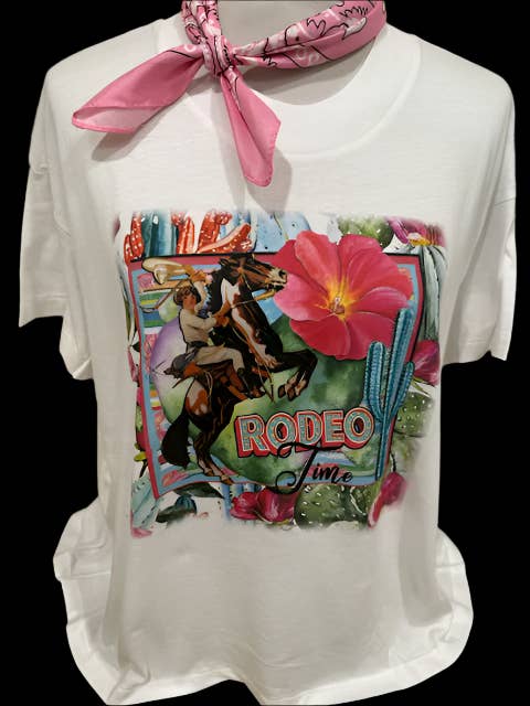 Rodeo Time Rhinestone Graphic Tee-Bling-A-GoGo, LLC-Stuffology - Where Vintage Meets Modern, A Boutique for Real Women in Crosbyton, TX