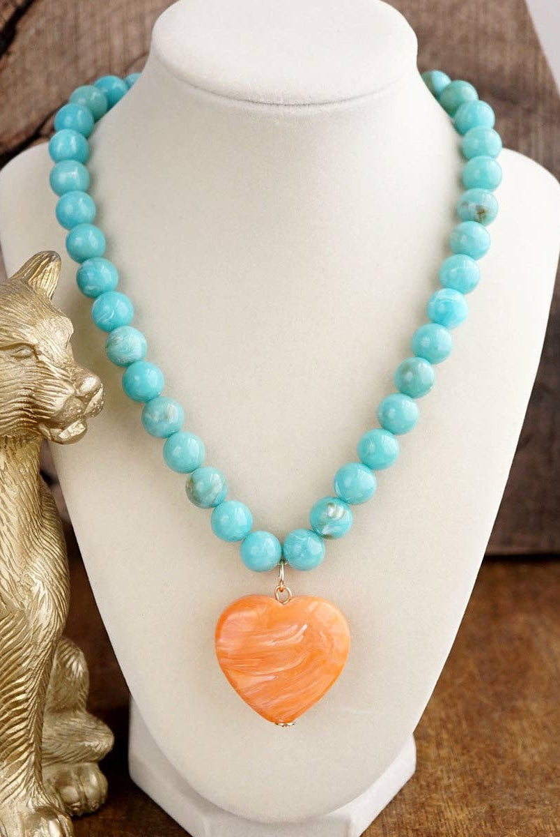 Heart Beaded Necklace-Necklaces-PennyLine inc-Stuffology - Where Vintage Meets Modern, A Boutique for Real Women in Crosbyton, TX