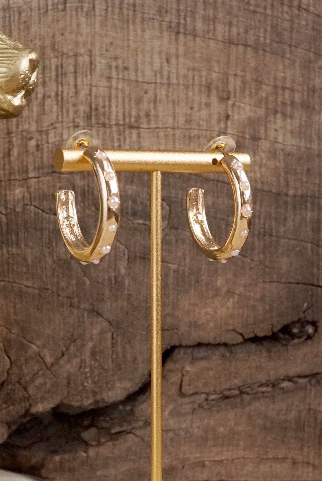 Classic Bubble Hoops – Gold with Crystal, Pearl, or Turquoise-Earrings-PennyLine inc-Stuffology - Where Vintage Meets Modern, A Boutique for Real Women in Crosbyton, TX