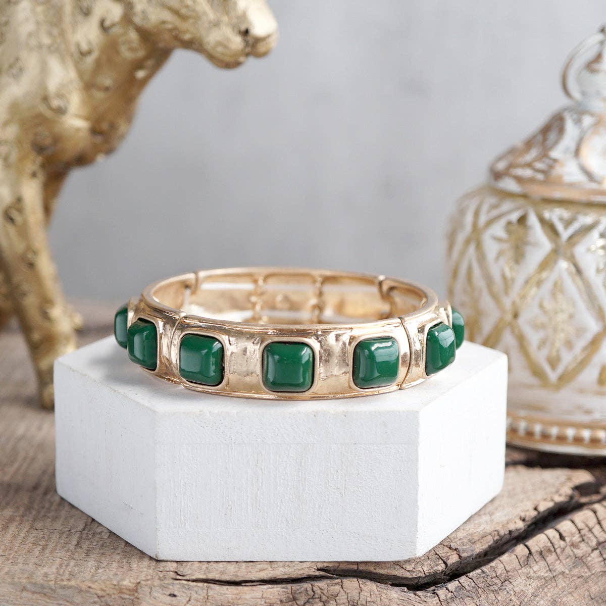 Eternal Glow – Eternity Stretchy Bangle with Cabochons or Pearls-Bracelets-PennyLine inc-Stuffology - Where Vintage Meets Modern, A Boutique for Real Women in Crosbyton, TX