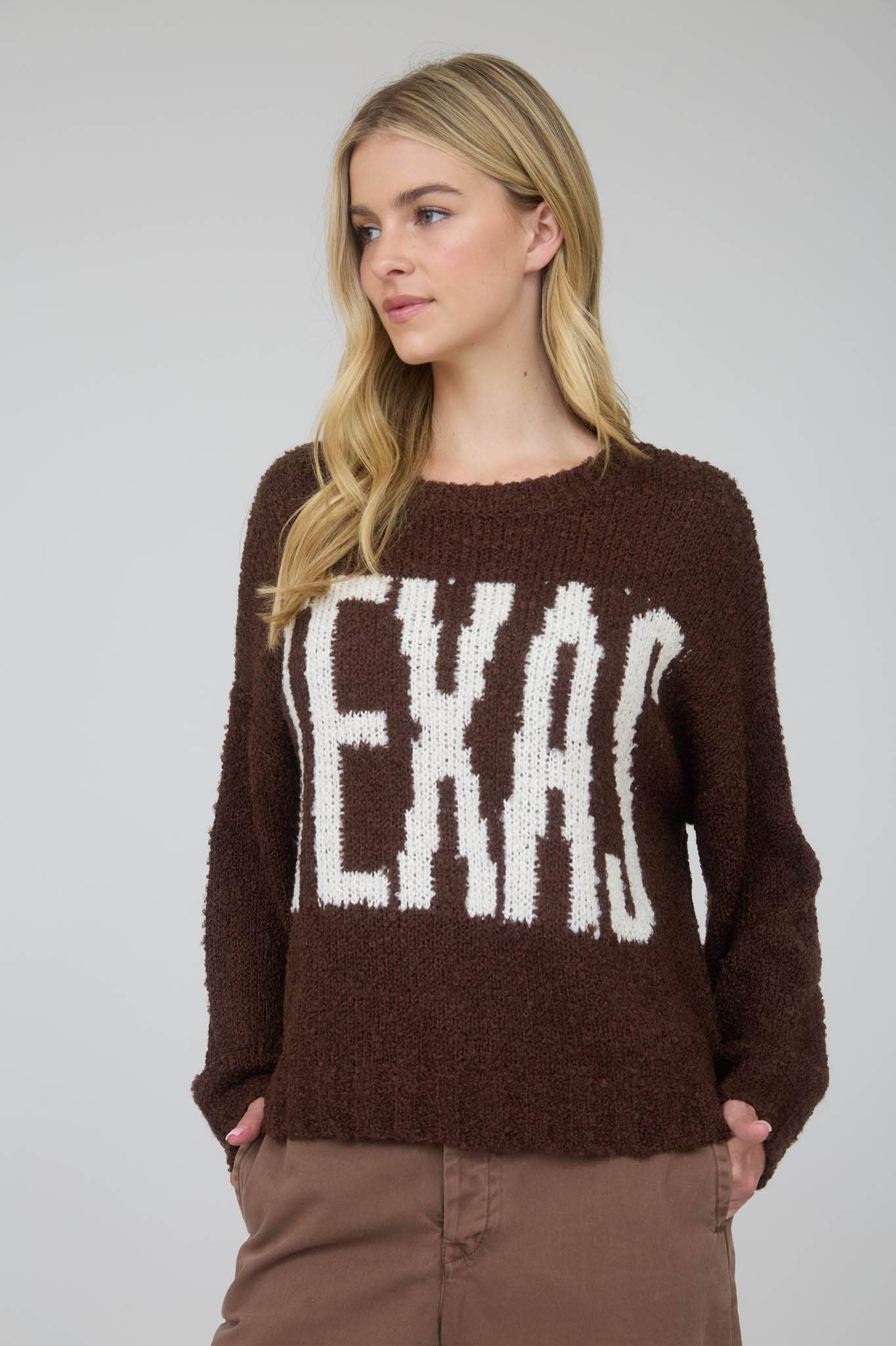 TEXAS CHUNKY KNIT LONG SLEEVE PULLOVER SWEATER-Sweaters-J.O.A-Stuffology - Where Vintage Meets Modern, A Boutique for Real Women in Crosbyton, TX