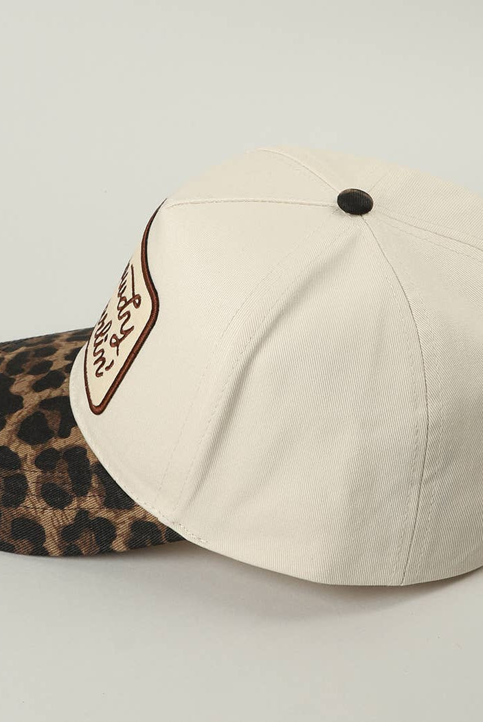 Howdy Darlin' Embroidered Leopard Brim Trucker Hat-Hats-Fashion City-Stuffology - Where Vintage Meets Modern, A Boutique for Real Women in Crosbyton, TX