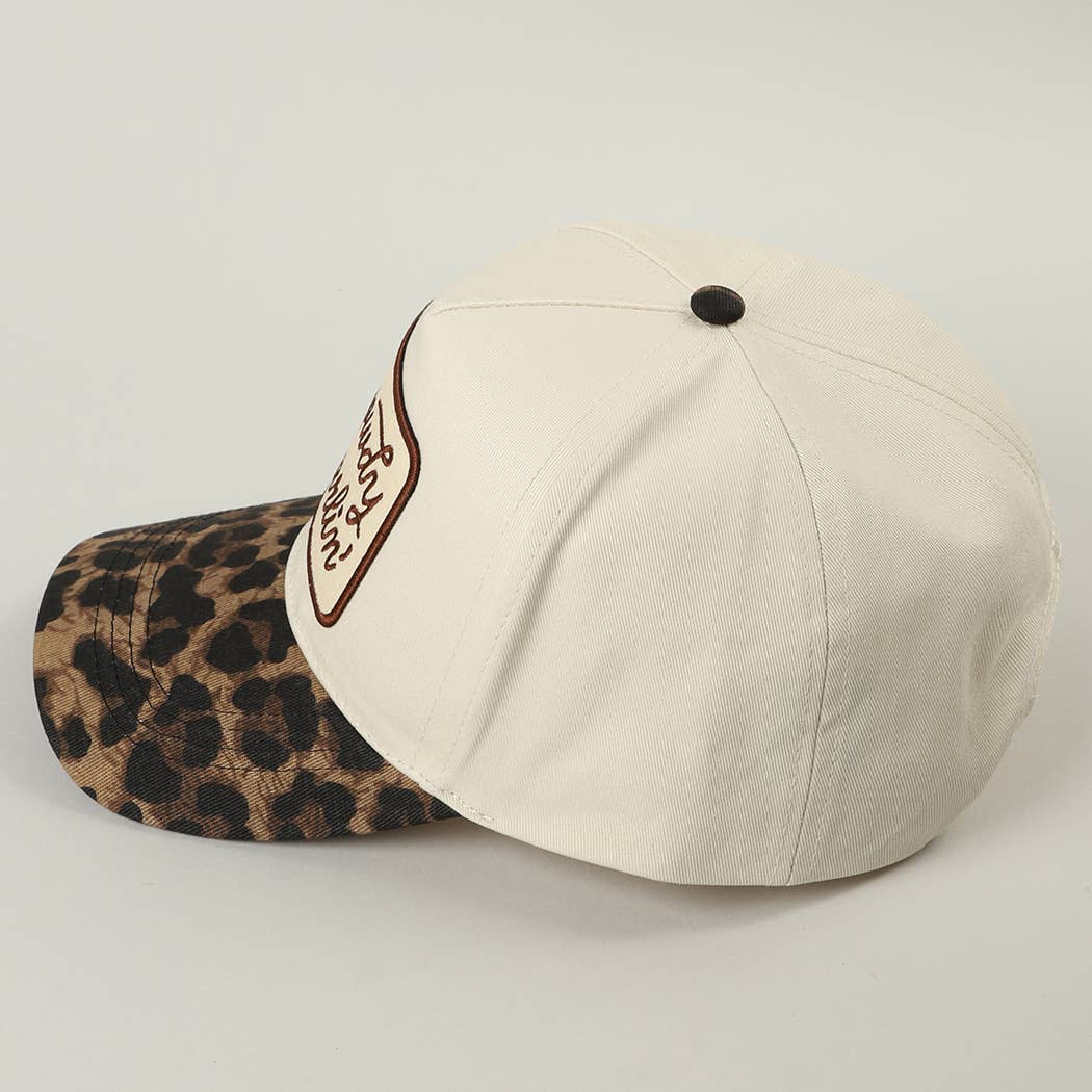 Howdy Darlin' Embroidered Leopard Brim Trucker Hat-Hats-Fashion City-Stuffology - Where Vintage Meets Modern, A Boutique for Real Women in Crosbyton, TX