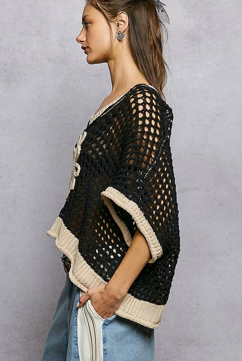 POL Clothing Round Neck Sleeveless Floral Open Crochet Sweater-Sweater Vest-Pol Clothing-Stuffology - Where Vintage Meets Modern, A Boutique for Real Women in Crosbyton, TX