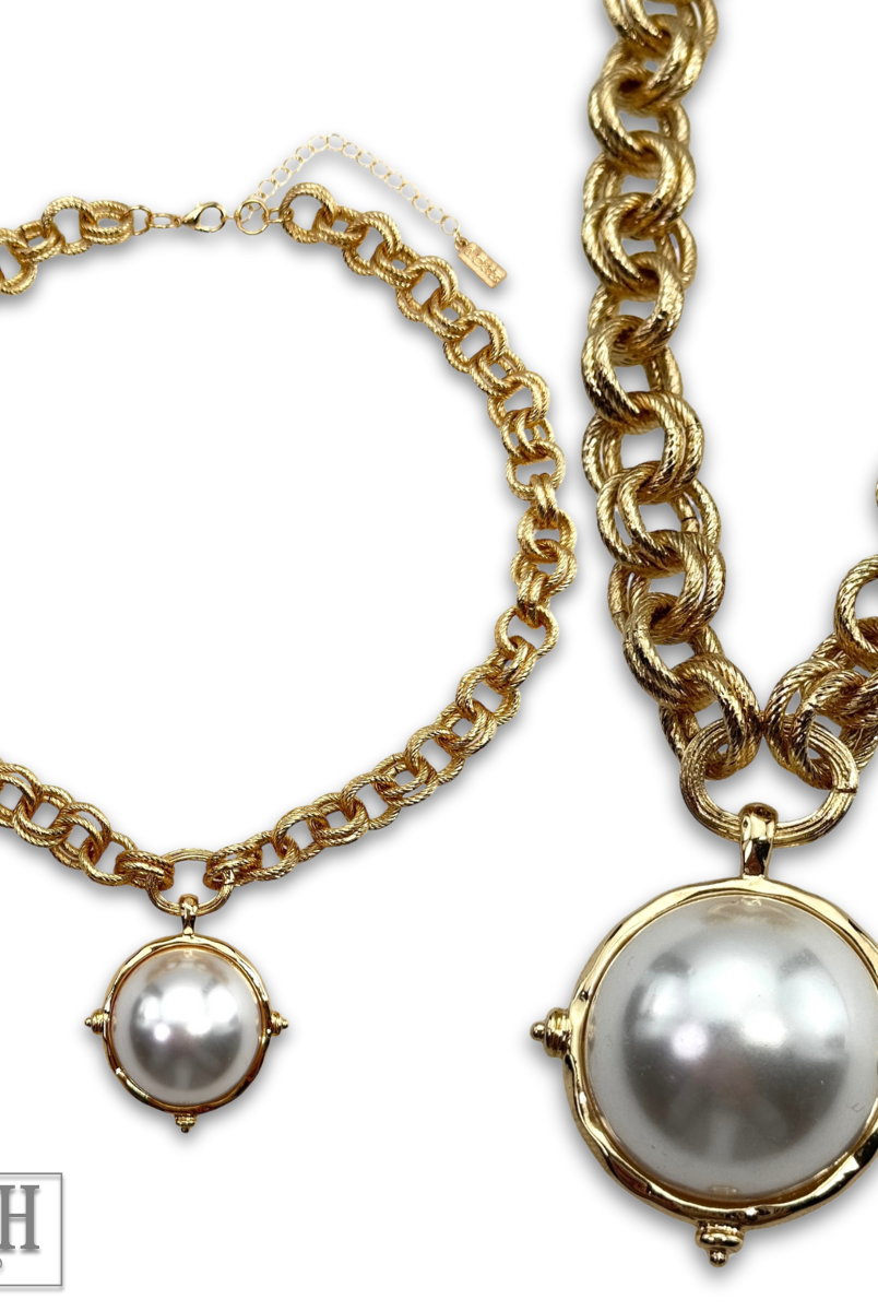 Pearl bead pendant necklace-necklace-Pink Panache Brands-Stuffology - Where Vintage Meets Modern, A Boutique for Real Women in Crosbyton, TX