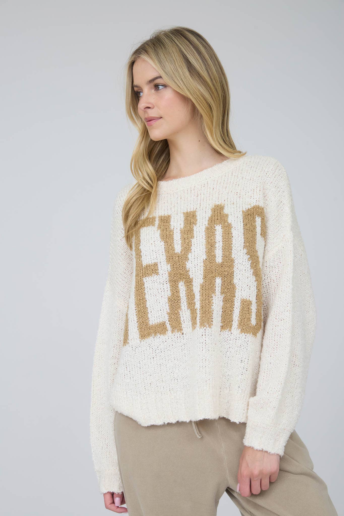 TEXAS CHUNKY KNIT LONG SLEEVE PULLOVER SWEATER-Sweaters-J.O.A-Stuffology - Where Vintage Meets Modern, A Boutique for Real Women in Crosbyton, TX