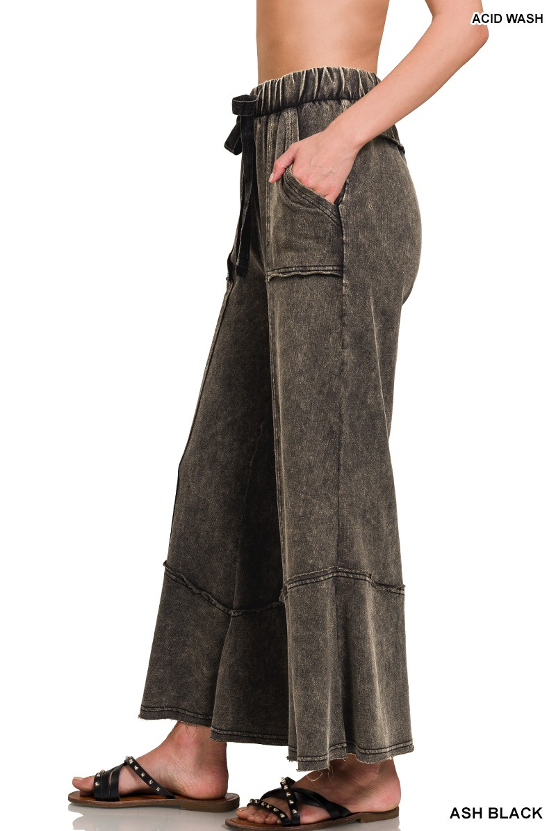 Black Exposed-Seam Flare Hem Pants with Pockets-Pants-ZENANA-Stuffology - Where Vintage Meets Modern, A Boutique for Real Women in Crosbyton, TX
