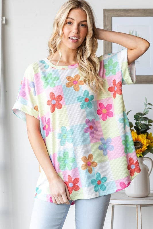 SHORT SLEEVE FLORAL PRINT TOP-Oversized Top-HEIMISH-Stuffology - Where Vintage Meets Modern, A Boutique for Real Women in Crosbyton, TX