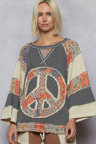 POL Clothing - Peace Sign Top-Pullover Top-Pol Clothing-Stuffology - Where Vintage Meets Modern, A Boutique for Real Women in Crosbyton, TX