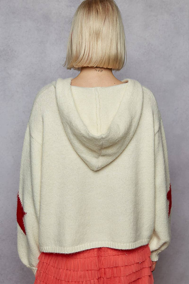 Balloon sleeve star pattern stud detail mohair sweater top-Hoodie-Pol Clothing-Stuffology - Where Vintage Meets Modern, A Boutique for Real Women in Crosbyton, TX