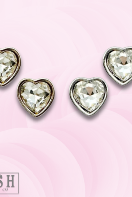 Rhinestone heart stud earring-Earrings-Pink Panache Brands-Stuffology - Where Vintage Meets Modern, A Boutique for Real Women in Crosbyton, TX