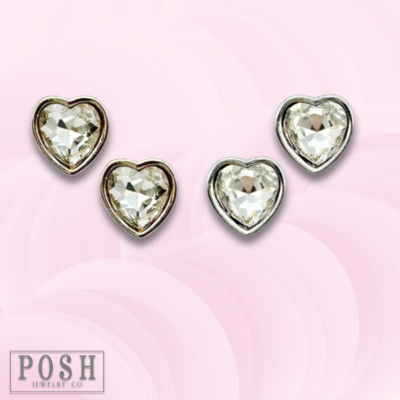 Rhinestone heart stud earring-Earrings-Pink Panache Brands-Stuffology - Where Vintage Meets Modern, A Boutique for Real Women in Crosbyton, TX