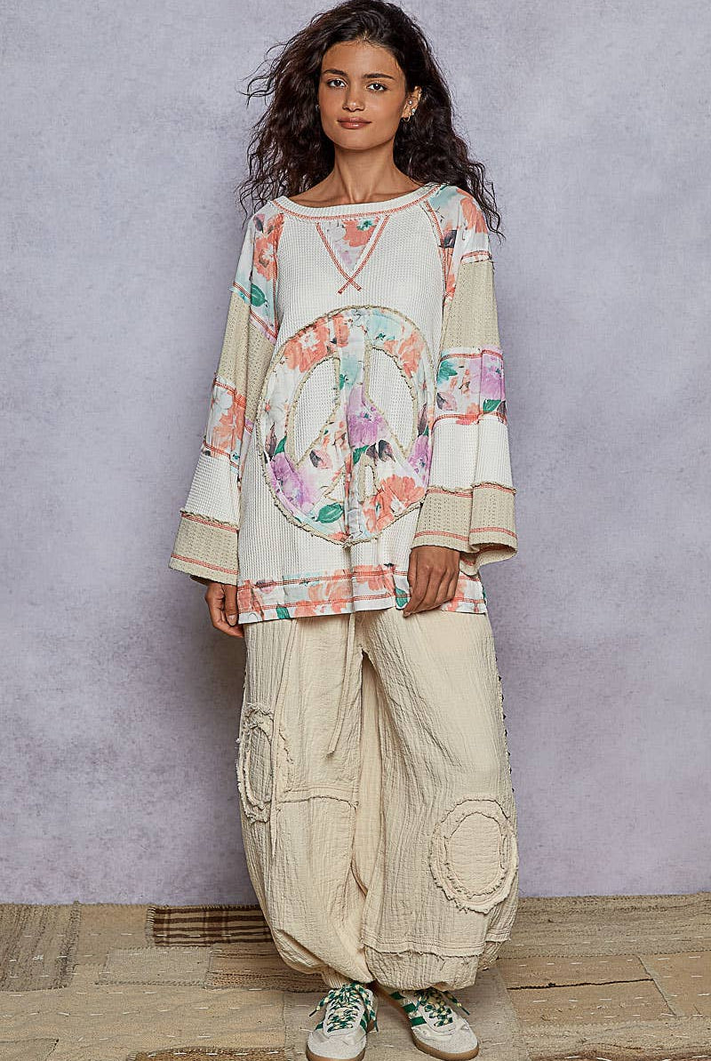 POL Clothing - Peace Sign Top-Pullover Top-Pol Clothing-Stuffology - Where Vintage Meets Modern, A Boutique for Real Women in Crosbyton, TX