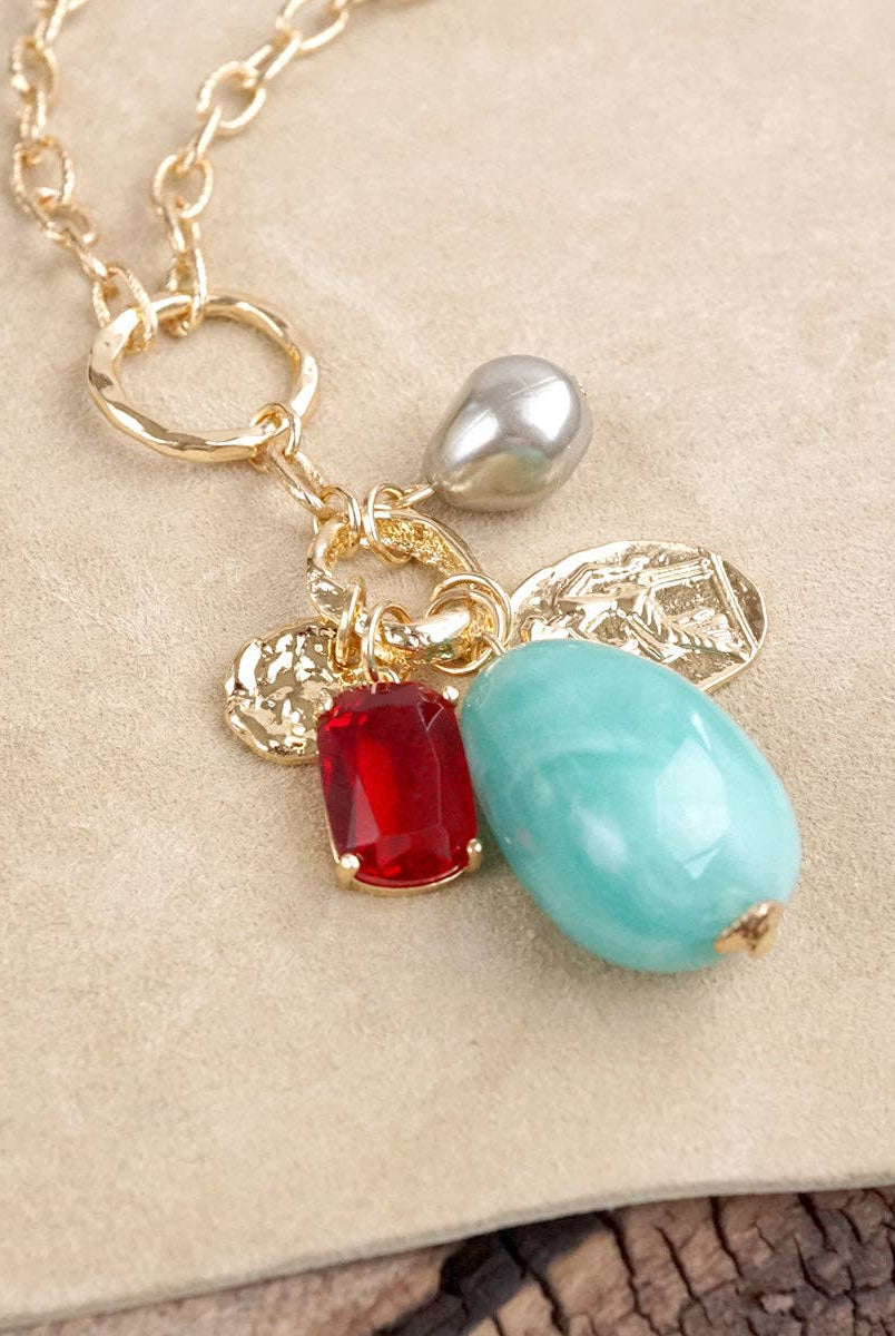 Desert Bloom – Long Cluster Charm Necklace-Necklaces-PennyLine inc-Stuffology - Where Vintage Meets Modern, A Boutique for Real Women in Crosbyton, TX