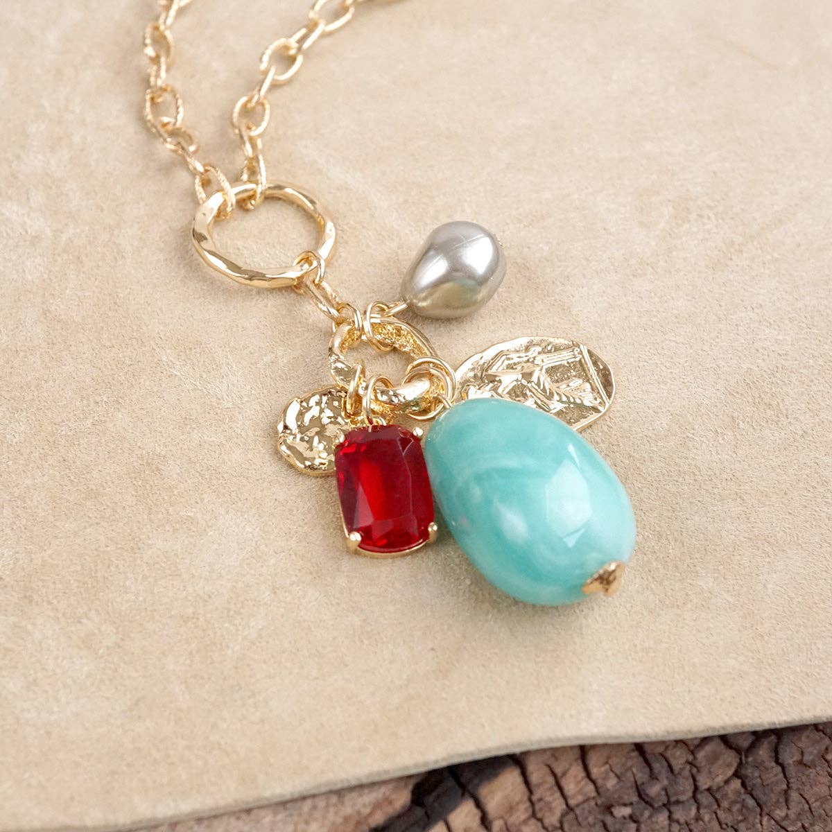 Desert Bloom – Long Cluster Charm Necklace-Necklaces-PennyLine inc-Stuffology - Where Vintage Meets Modern, A Boutique for Real Women in Crosbyton, TX