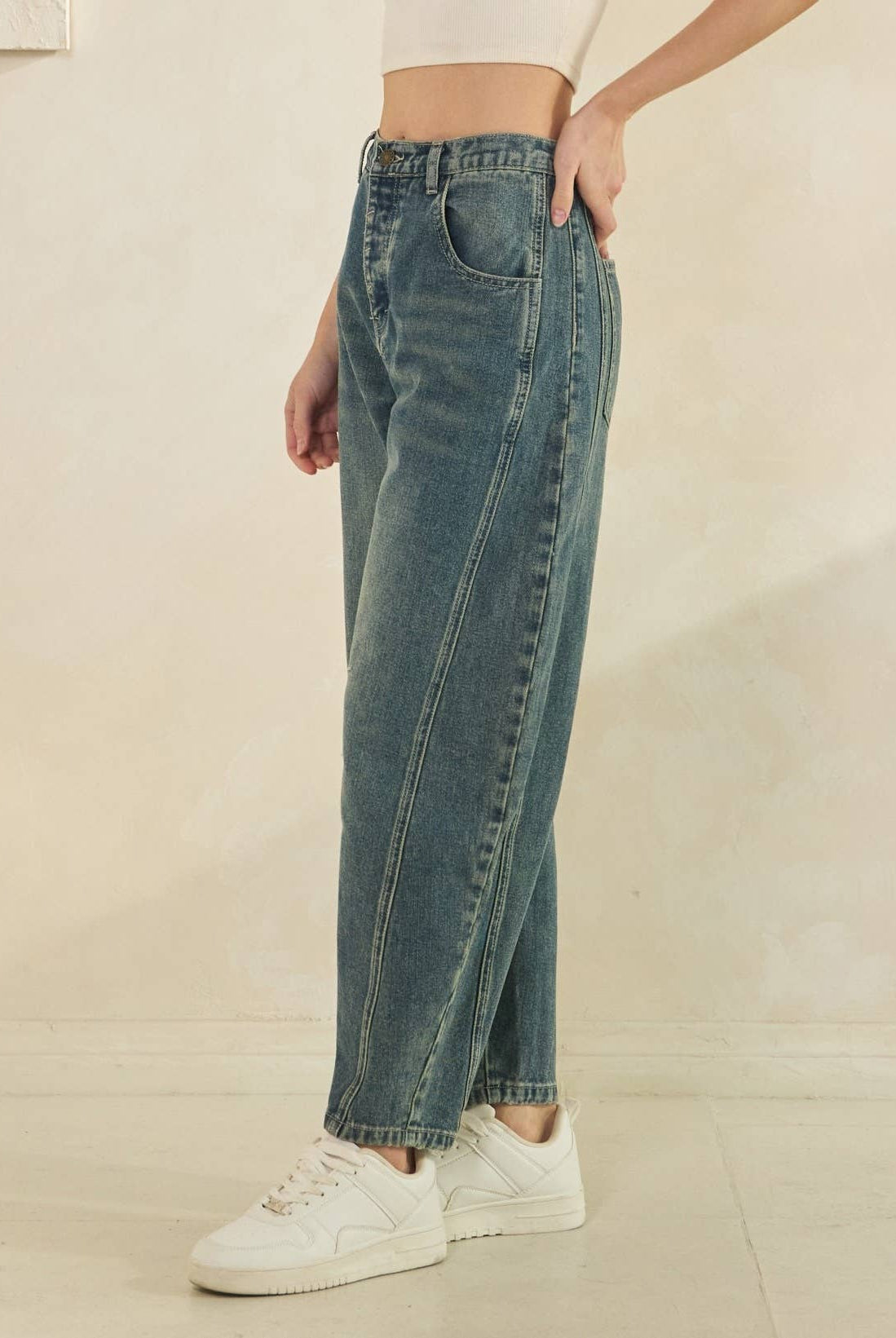 CLASSIC BARREL STYLE JEANS-Jeans-Sage + Fig-Stuffology - Where Vintage Meets Modern, A Boutique for Real Women in Crosbyton, TX