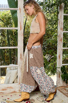 Crochet patch detail contrast patchwork printed woven pants-Pants-Pol Clothing-Stuffology - Where Vintage Meets Modern, A Boutique for Real Women in Crosbyton, TX