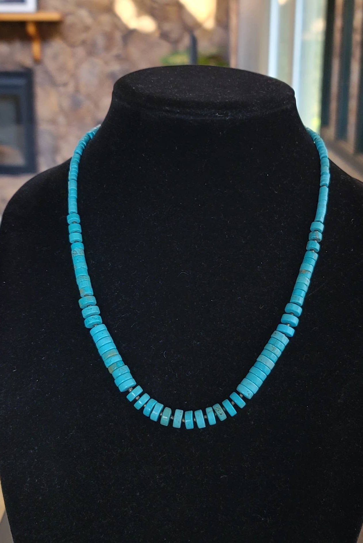 Turquoise Heishi graduated necklace with Seashell Heishi-Horse Spirit Studio-Stuffology - Where Vintage Meets Modern, A Boutique for Real Women in Crosbyton, TX