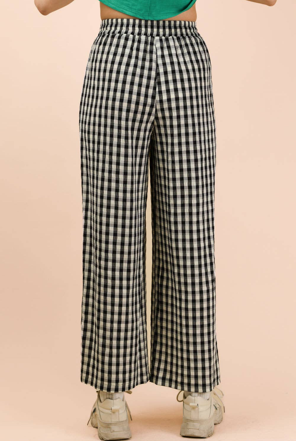 Elastic Waist Checkered Casual Pants-Pants-VERY J-Stuffology - Where Vintage Meets Modern, A Boutique for Real Women in Crosbyton, TX