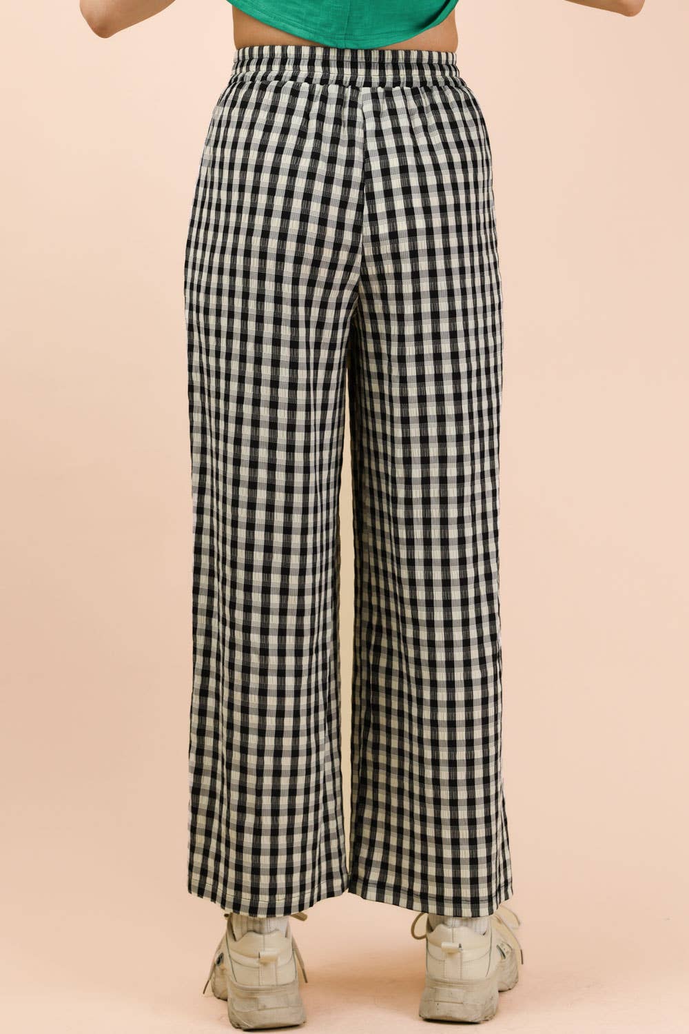 Elastic Waist Checkered Casual Pants-Pants-VERY J-Stuffology - Where Vintage Meets Modern, A Boutique for Real Women in Crosbyton, TX