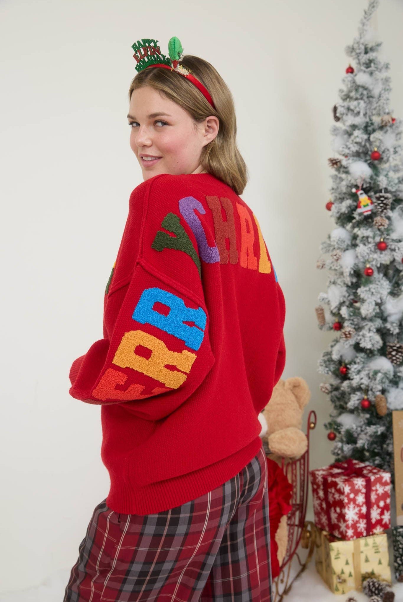 MERRY CHRISTMAS MULTICOLOR CREWNECK KNIT SWEATER-Sweaters-Blu Pepper-Stuffology - Where Vintage Meets Modern, A Boutique for Real Women in Crosbyton, TX