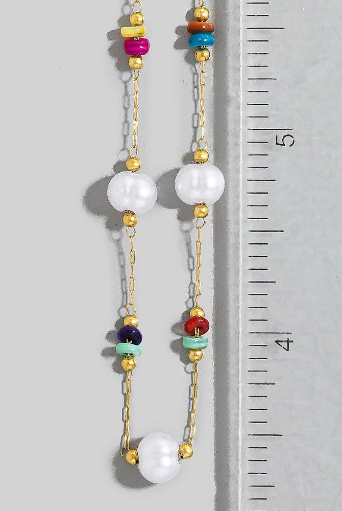 Dainty Chain Bead Station Necklace-Necklaces-The Looks by Fame Accessories-Stuffology - Where Vintage Meets Modern, A Boutique for Real Women in Crosbyton, TX