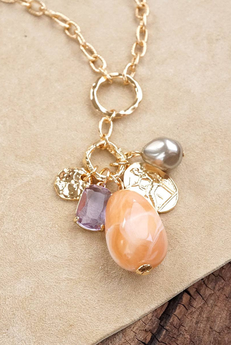 Desert Bloom – Long Cluster Charm Necklace-Necklaces-PennyLine inc-Stuffology - Where Vintage Meets Modern, A Boutique for Real Women in Crosbyton, TX