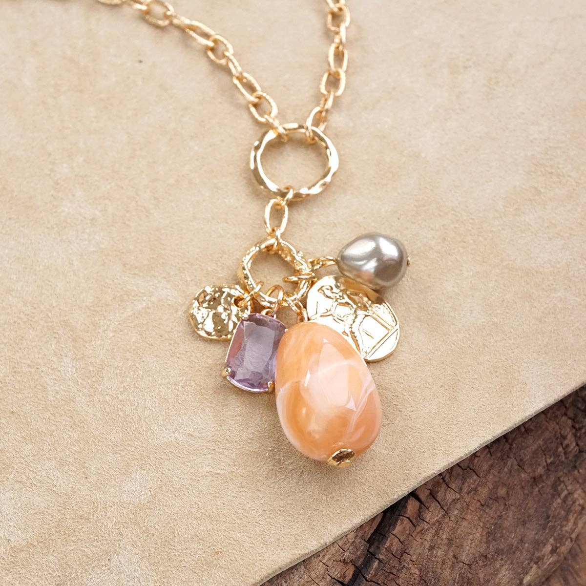 Desert Bloom – Long Cluster Charm Necklace-Necklaces-PennyLine inc-Stuffology - Where Vintage Meets Modern, A Boutique for Real Women in Crosbyton, TX