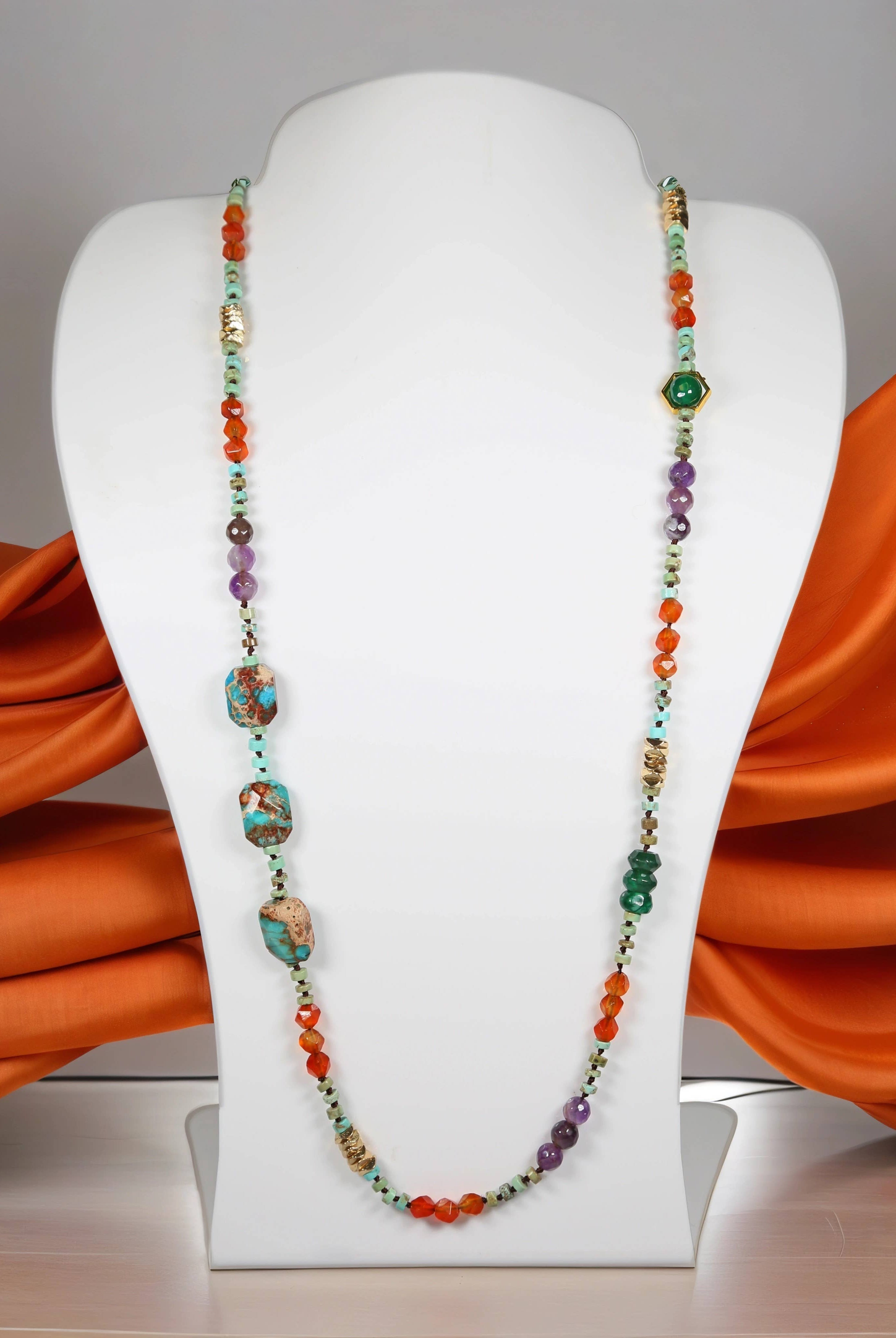 Multi-Gemstones Beaded Necklace-IST Jewelry-Stuffology - Where Vintage Meets Modern, A Boutique for Real Women in Crosbyton, TX