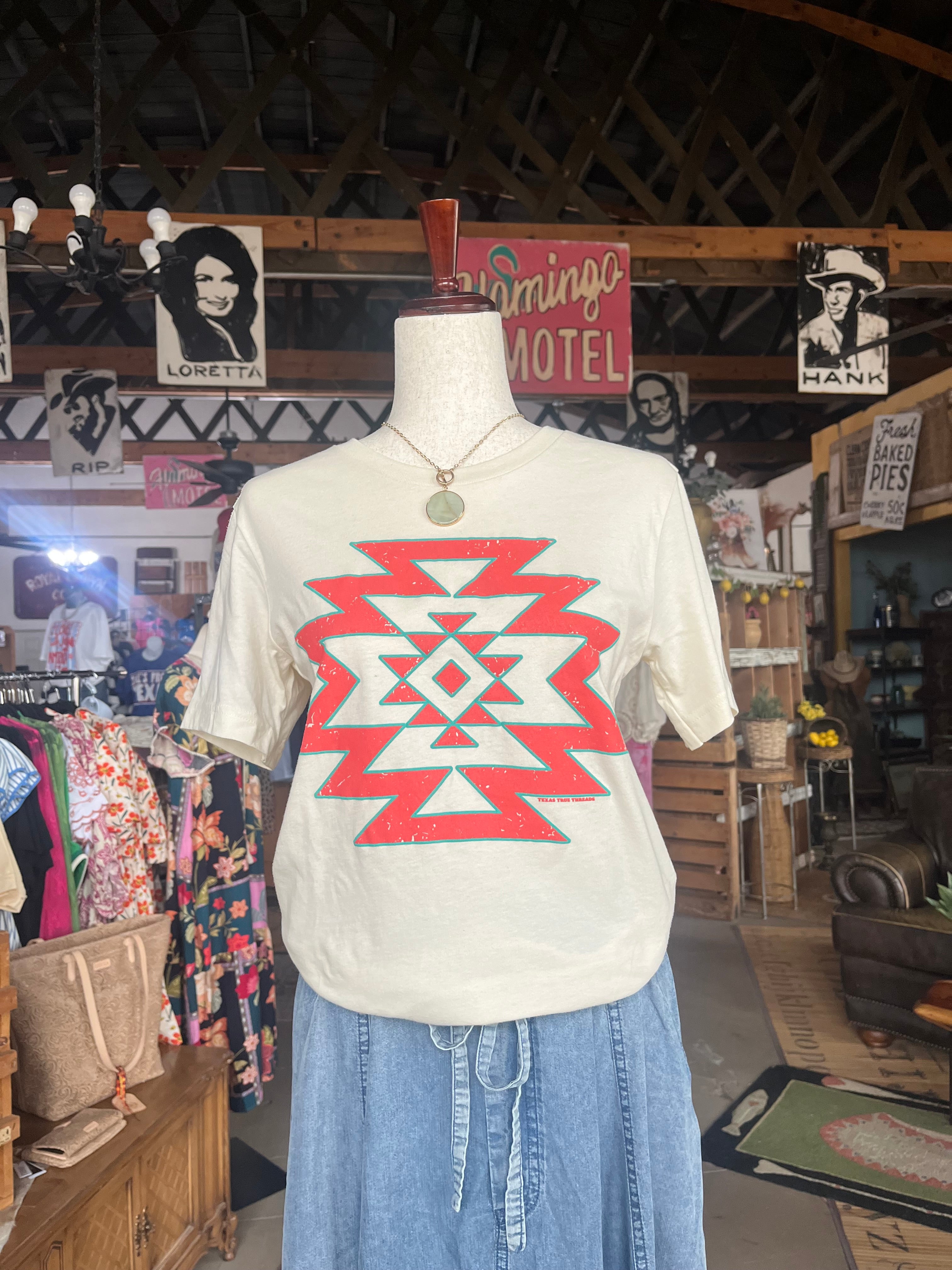 Mesa Aztec Graphic Tee-Graphic Tees-Texas True Threads-Stuffology - Where Vintage Meets Modern, A Boutique for Real Women in Crosbyton, TX