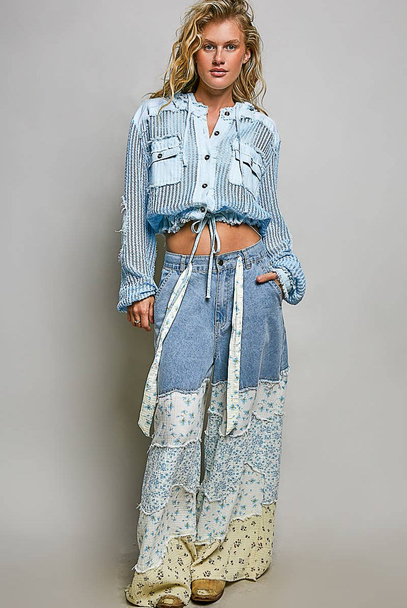 POL Clothing Open Knit Frayed Jacket-Jackets-Pol Clothing-Stuffology - Where Vintage Meets Modern, A Boutique for Real Women in Crosbyton, TX