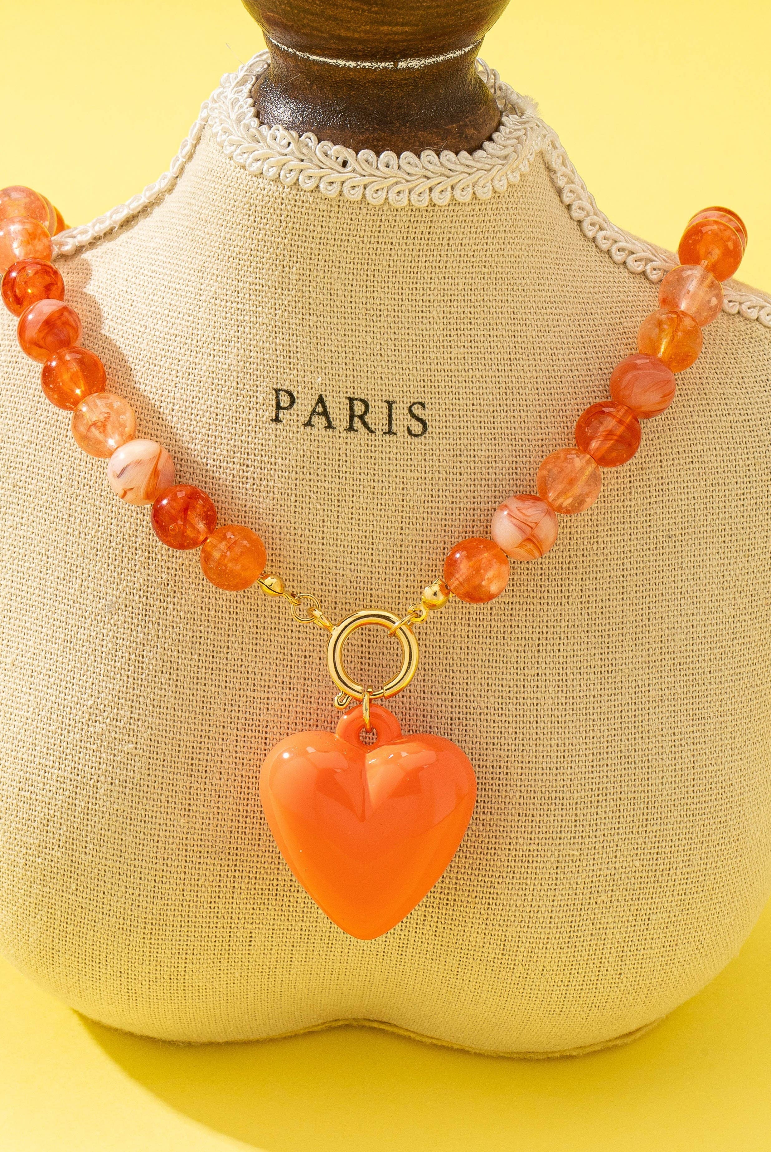 Sweetheart Beaded Heart Necklace-Necklaces-Stuffology Boutique -Stuffology - Where Vintage Meets Modern, A Boutique for Real Women in Crosbyton, TX